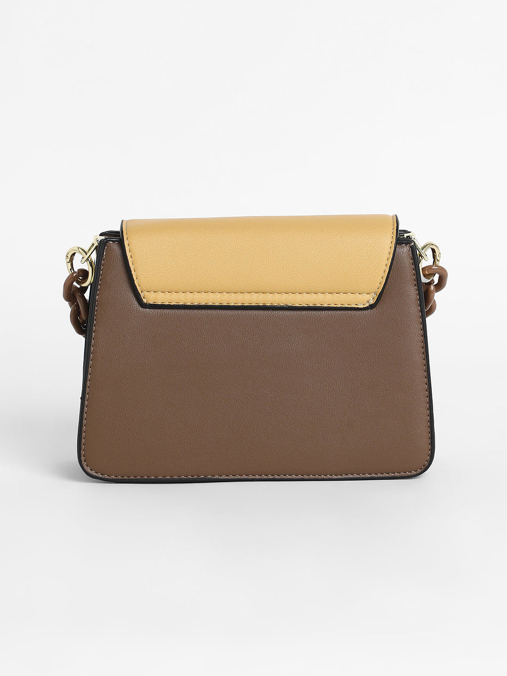 The Block Flap Hand Bag - Mocha Brown & Sage Green