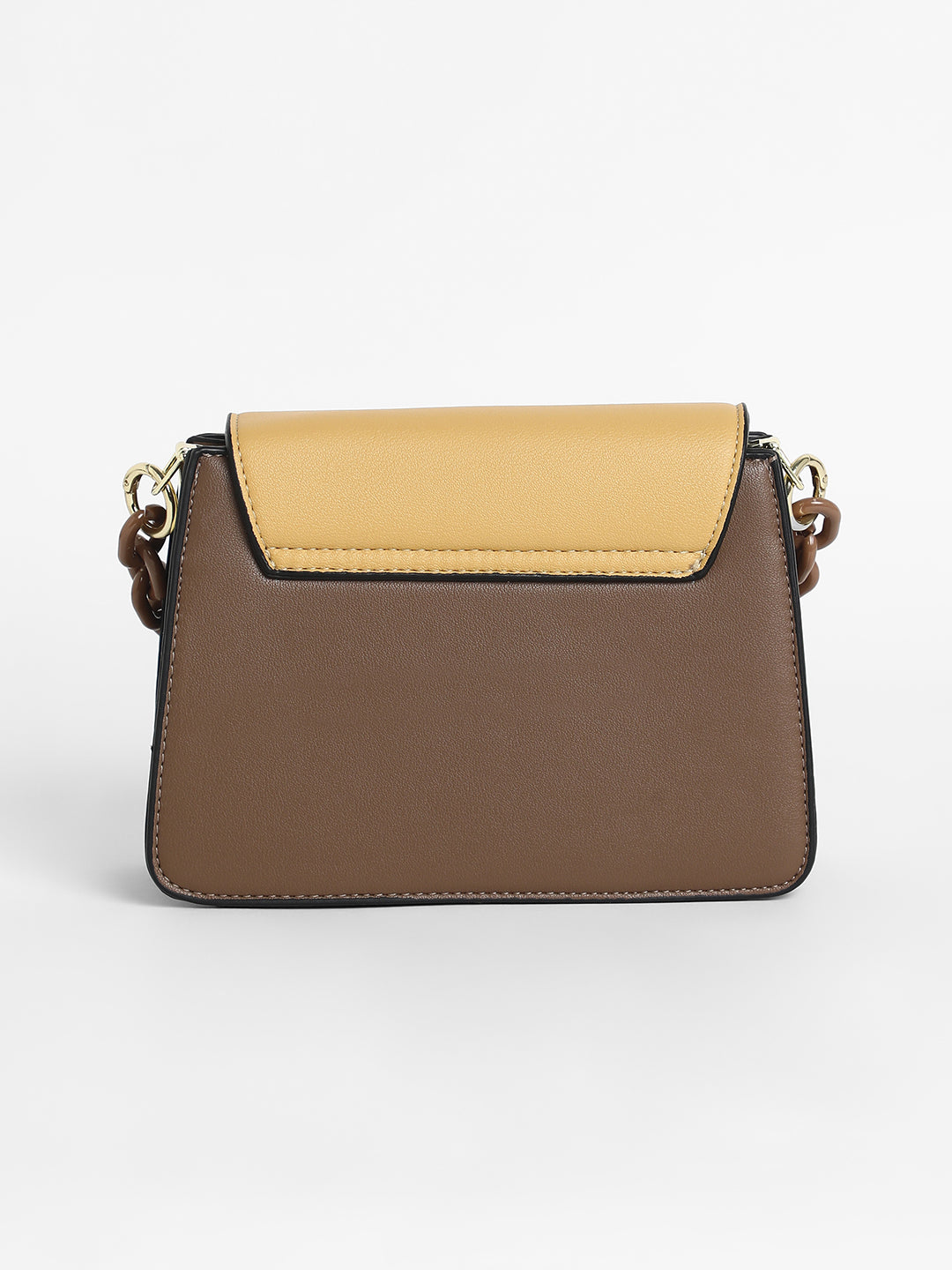 The Block Flap Hand Bag - Mocha Brown & Sage Green