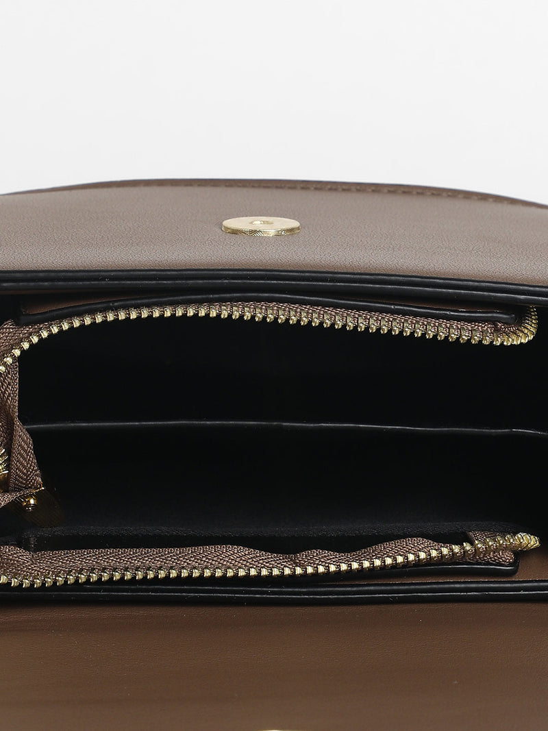 The Block Flap Hand Bag - Mocha Brown & Sage Green