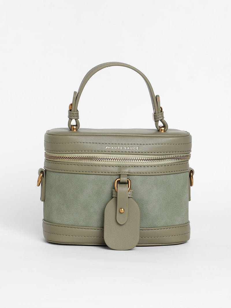 The Velvet Oval Bucket Bag - Olive Green