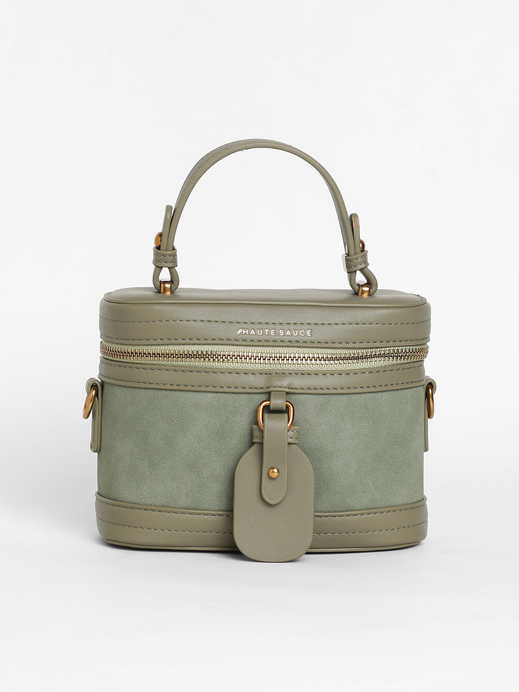 The Velvet Oval Bucket Bag - Olive Green
