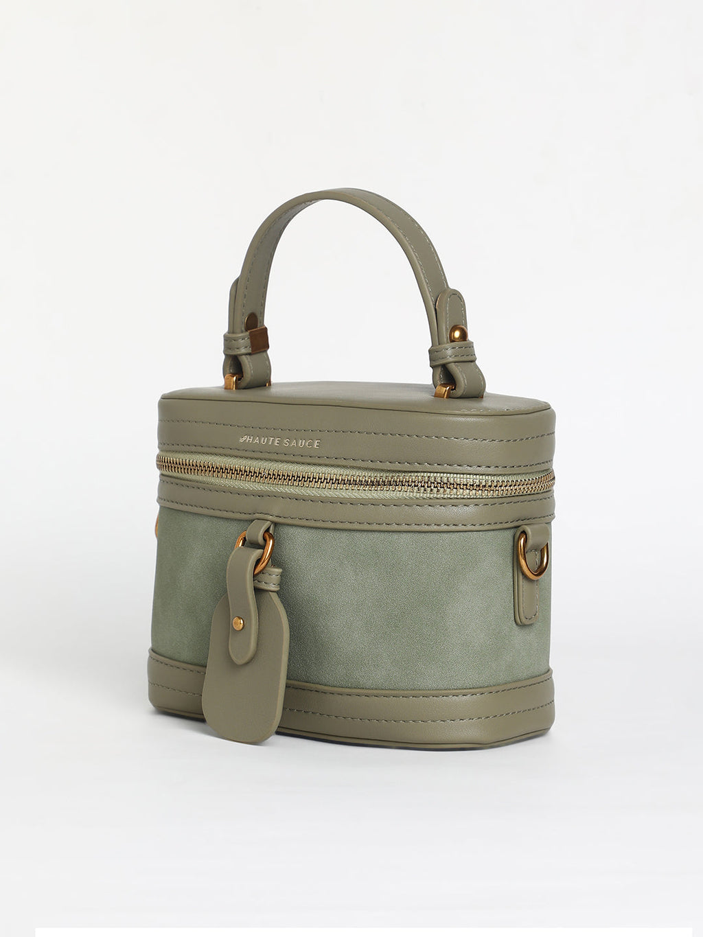 The Velvet Oval Bucket Bag - Olive Green