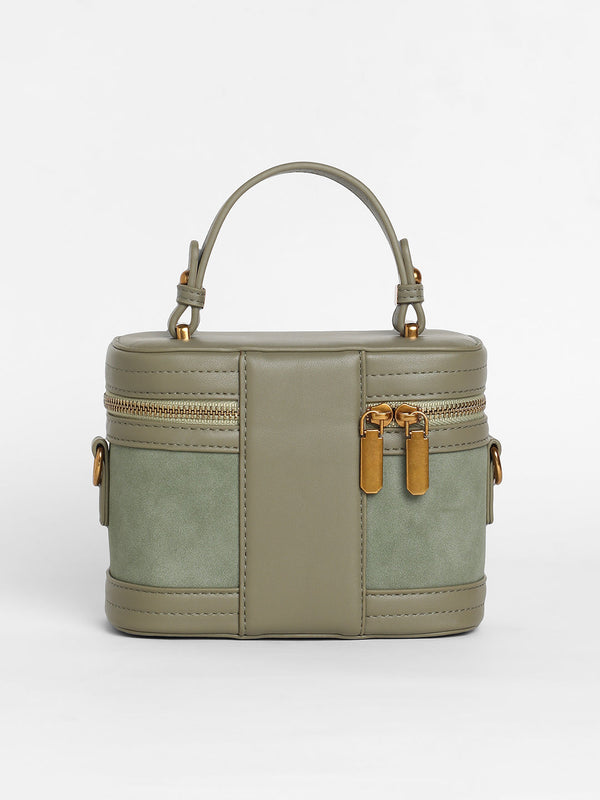 The Velvet Oval Bucket Bag - Olive Green