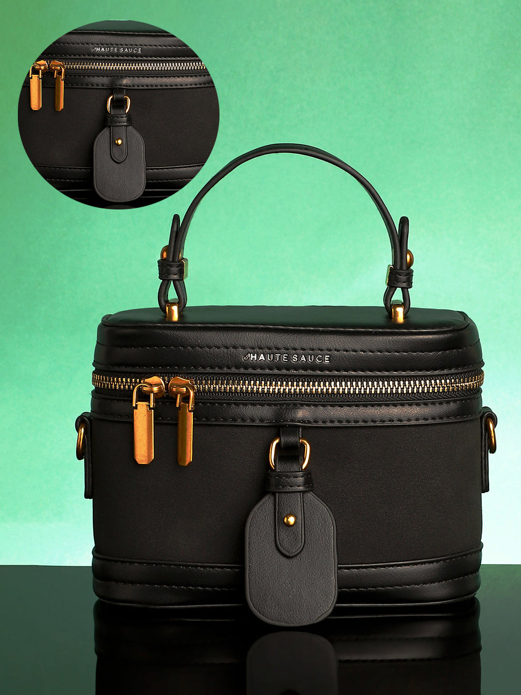 The Velvet Oval Bucket Bag - Midnight Black