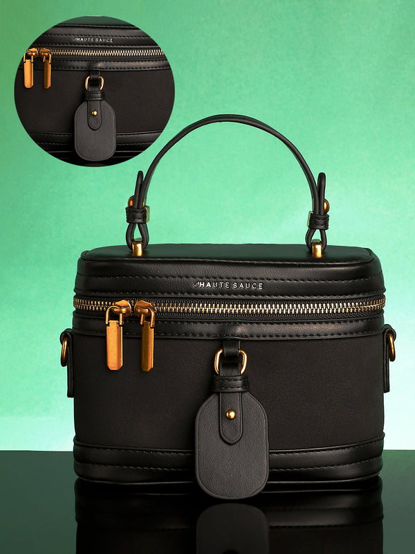 The Velvet Oval Bucket Bag - Midnight Black