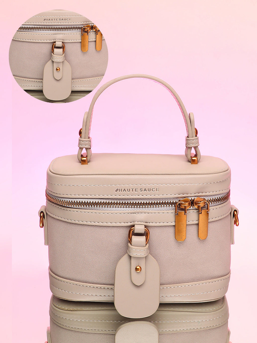 The Velvet Oval Bucket Bag - Ash Grey