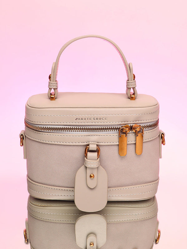 The Velvet Oval Bucket Bag - Ash Grey