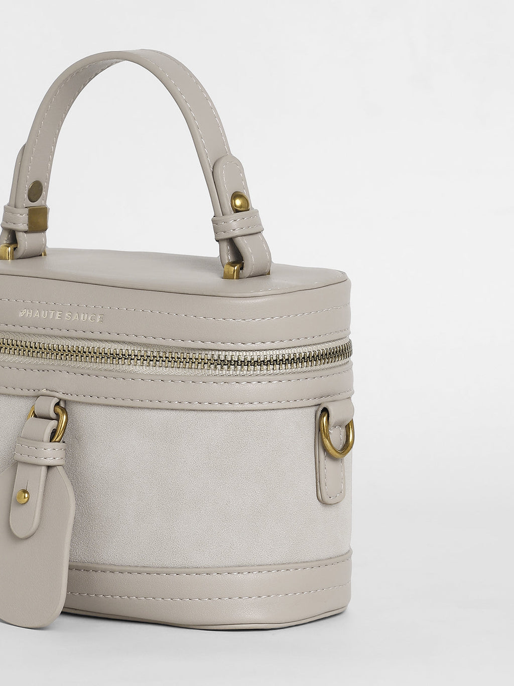 The Velvet Oval Bucket Bag - Ash Grey