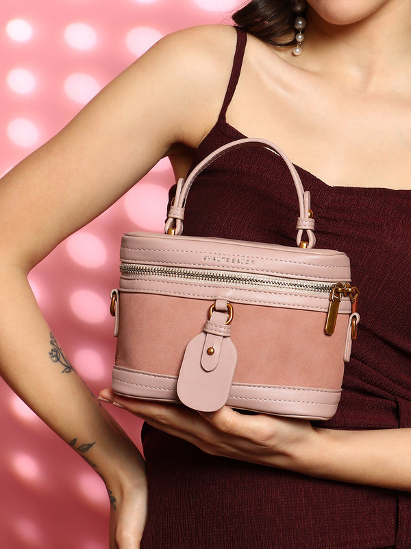 The Velvet Oval Bucket Bag - Nude Pink