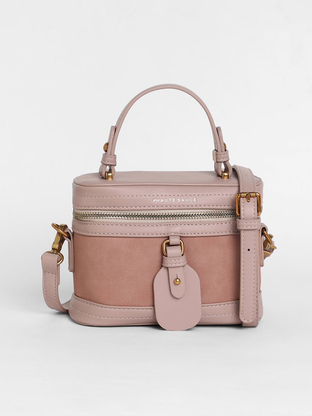 The Velvet Oval Bucket Bag - Nude Pink