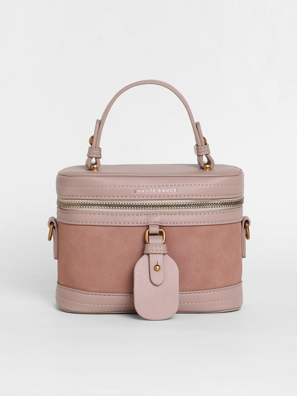 The Velvet Oval Bucket Bag - Nude Pink