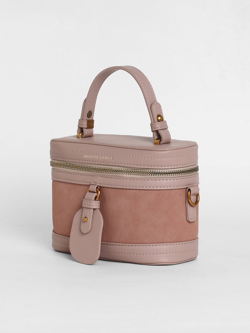 The Velvet Oval Bucket Bag - Nude Pink