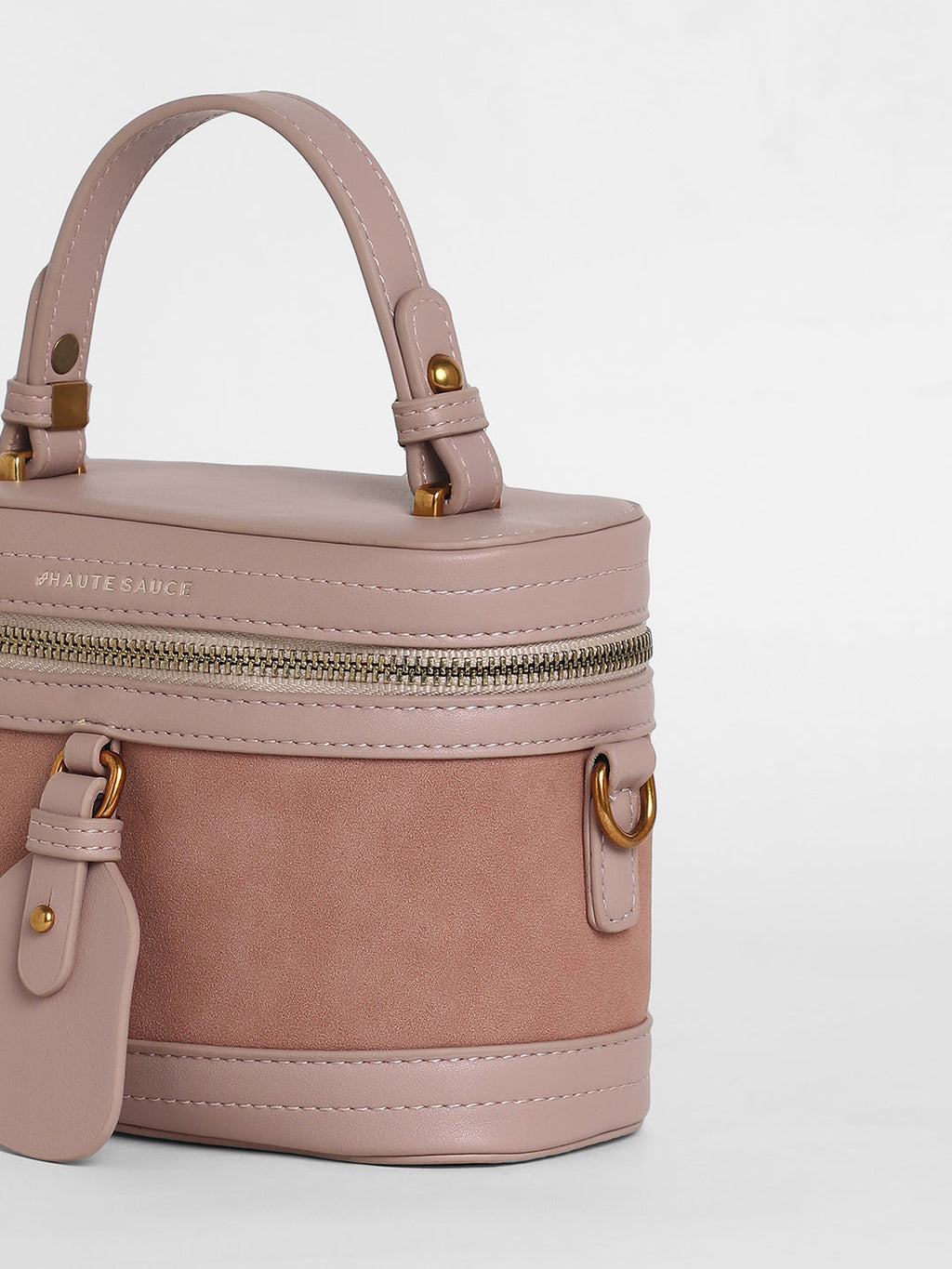 The Velvet Oval Bucket Bag - Nude Pink