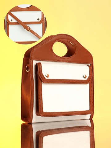 The Canvas Block Hand Bag - Powder White