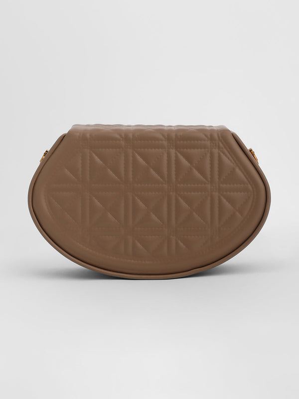 The Quilted Curve Sling Bag - Camel Brown