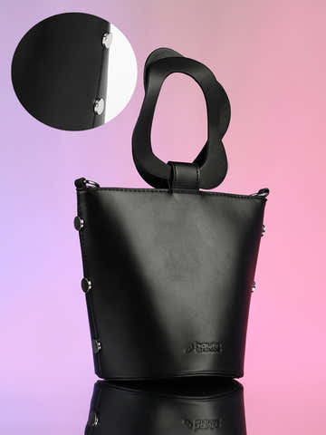 The Flora Pot Bucket Bag - Onyx Black