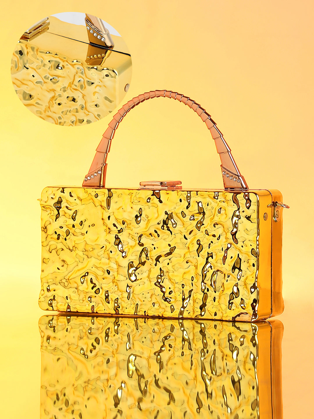 The Dented Serpic Clutch Bag - California Gold