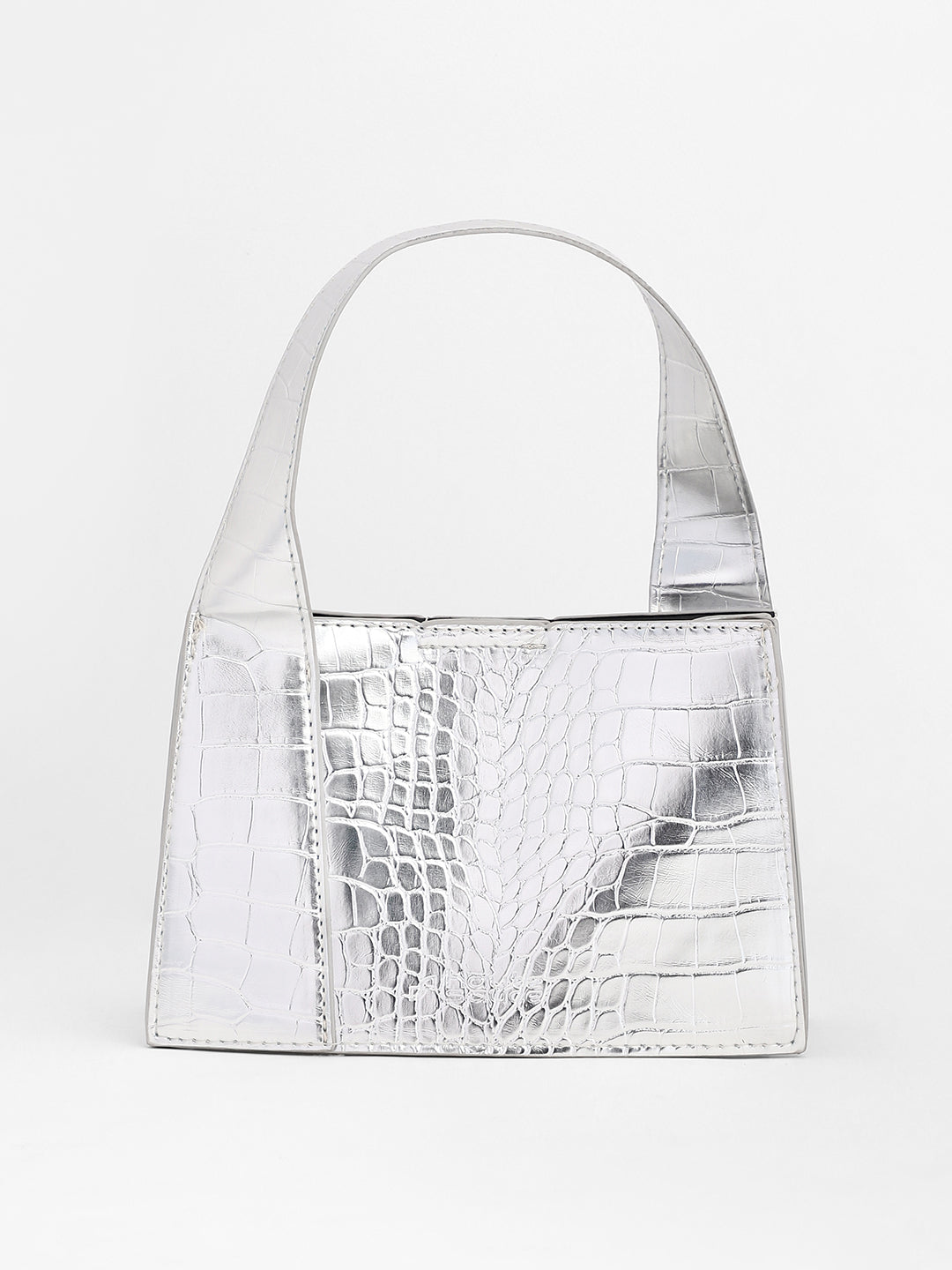 The Frivola Croc Hand Bag - Metallic Silver