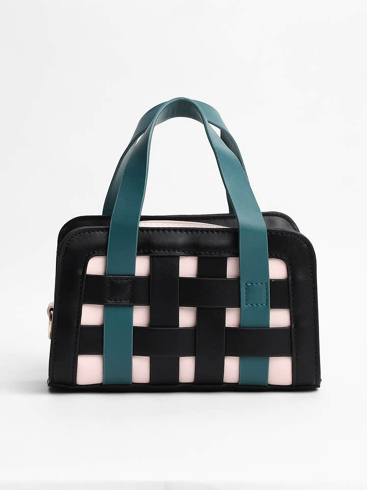 The Weave Camera Mini Sling Bag - Teal Green & Onyx Black