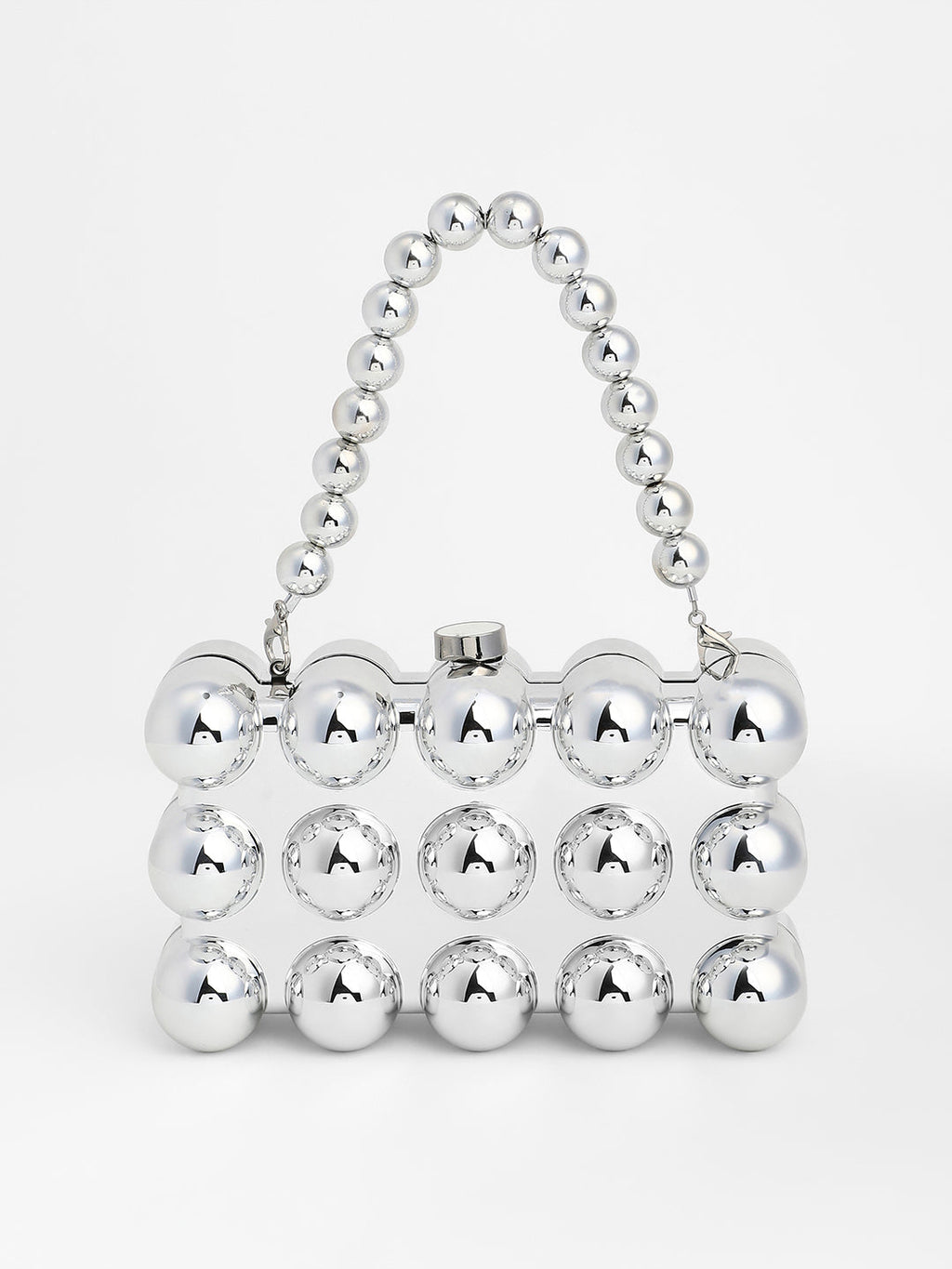 The Ball-Ball Clutch Bag - Metallic Silver