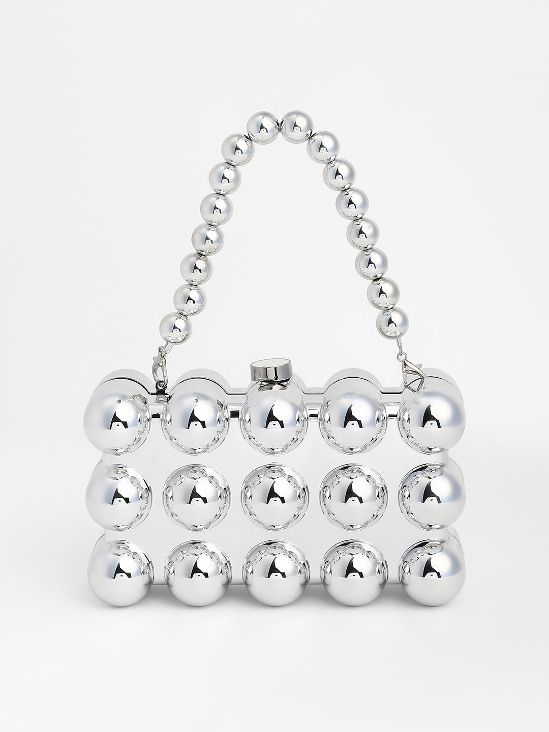 The Ball-Ball Clutch Bag - Metallic Silver