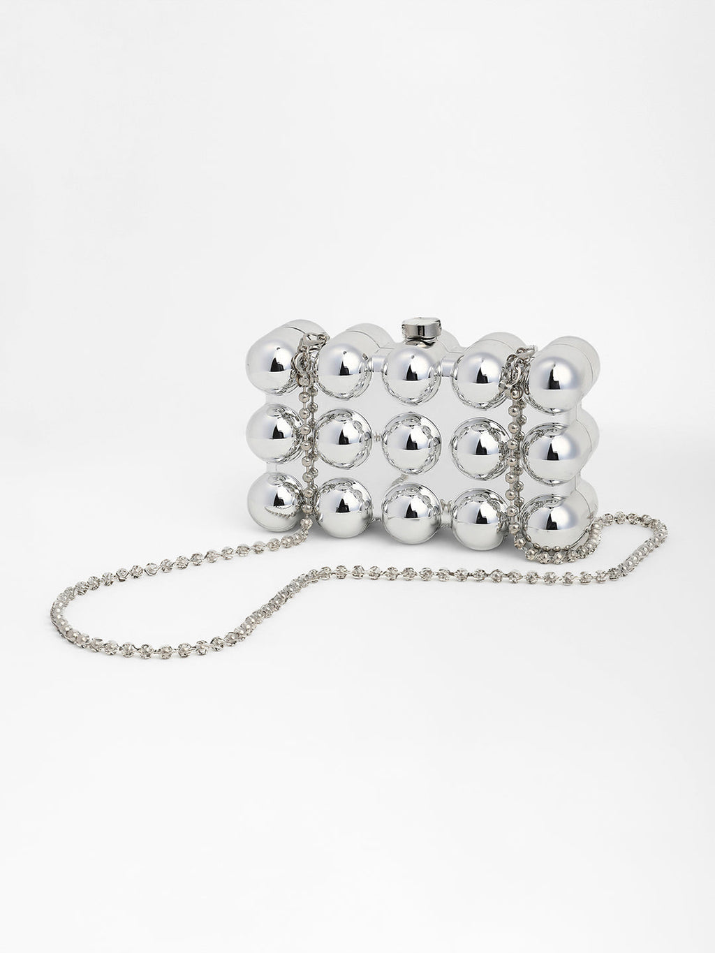 The Ball-Ball Clutch Bag - Metallic Silver
