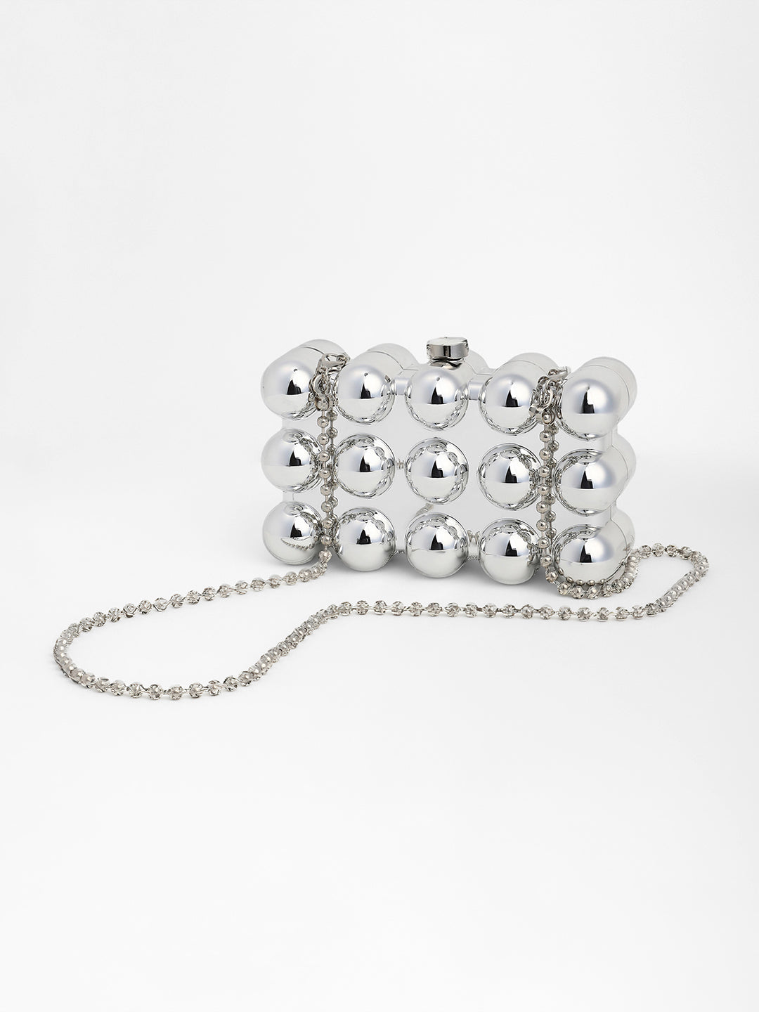 The Ball-Ball Clutch Bag - Metallic Silver