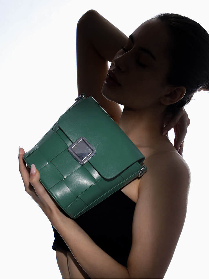 The Basket Sling Bag - Emerald Green