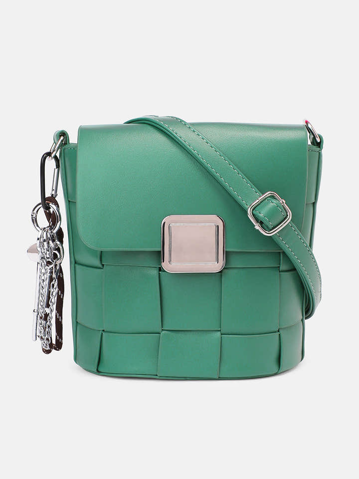 The Basket Sling Bag - Emerald Green