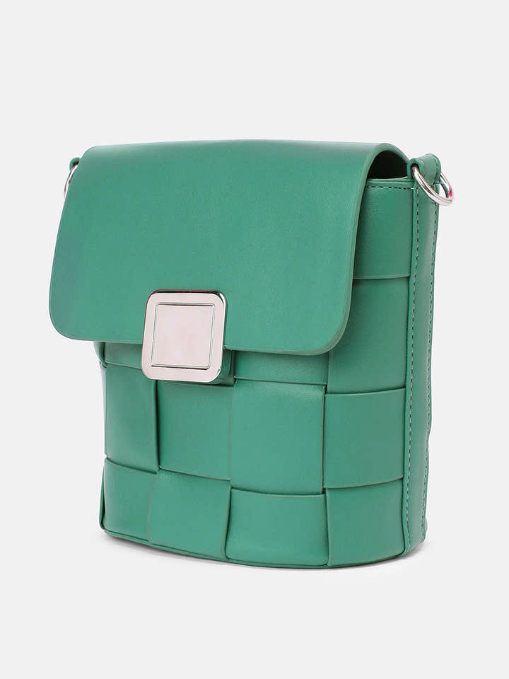 The Basket Sling Bag - Emerald Green