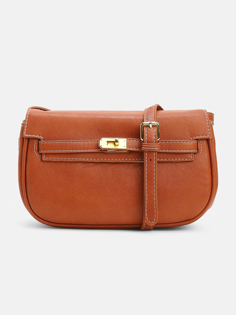 The Overlap-Curve Sling Bag - Burnt Sienna