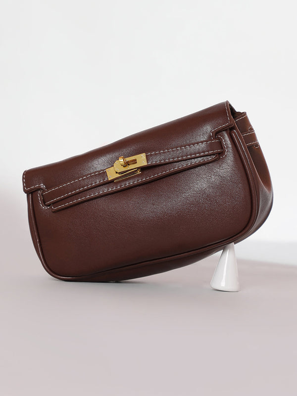 The Overlap-Curve Sling Bag - Chocolate Brown