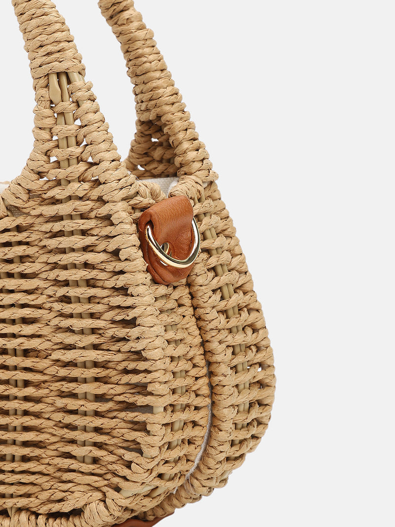 The Straw-Trinity Hand Bag - Khaki Brown