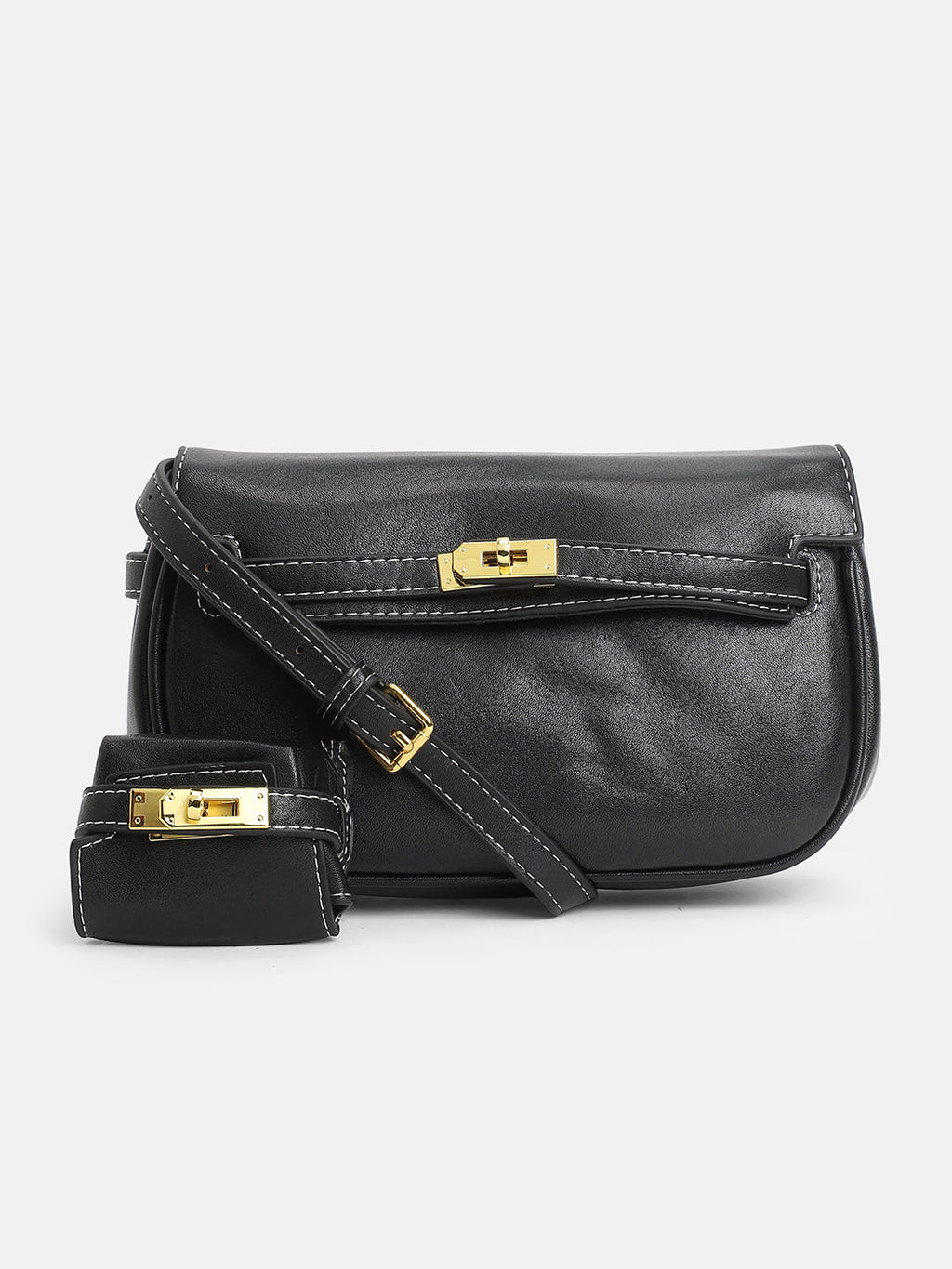 The Overlap-Curve Sling Bag - Onyx Black