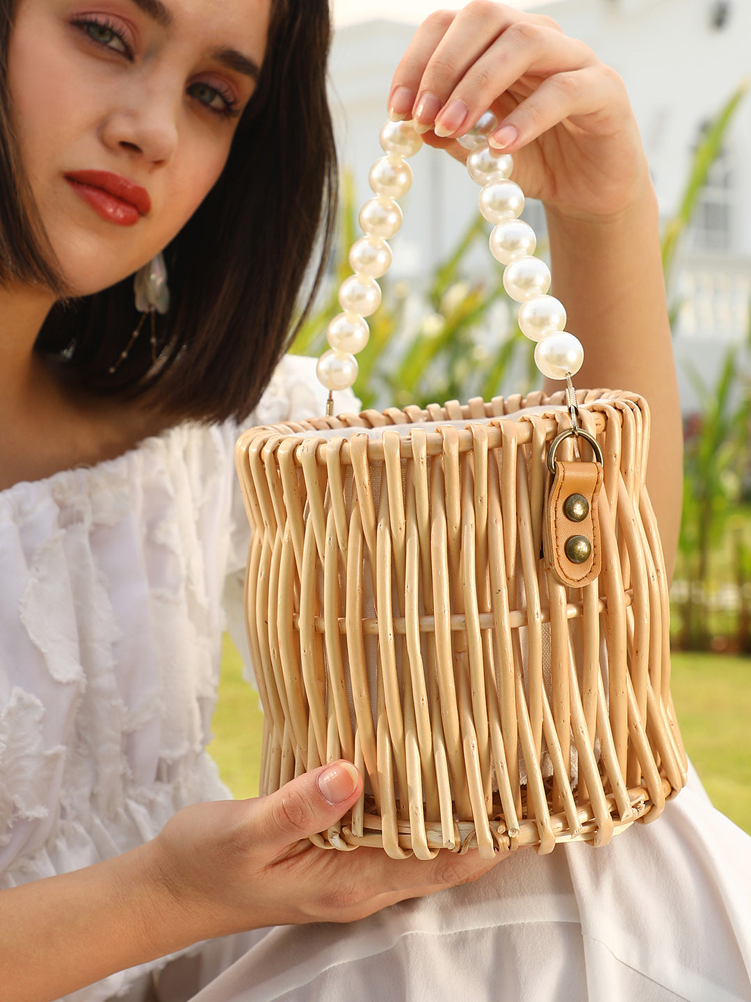 The Rattan Hand Bag - Khaki Brown