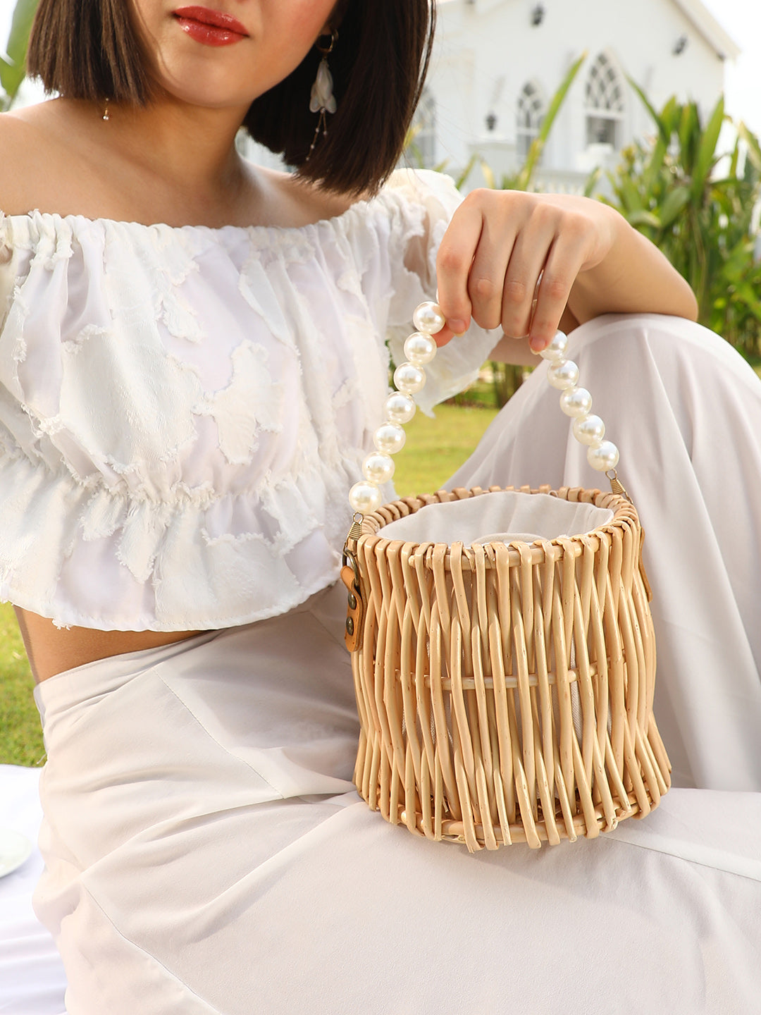 The Rattan Hand Bag - Khaki Brown