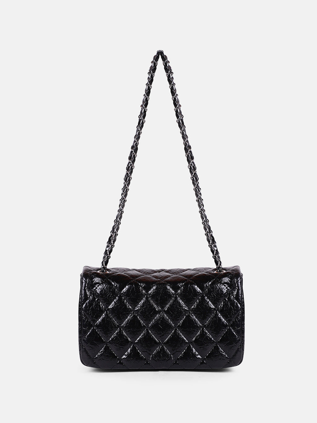 The Quilted-Chainlink Sling Bag - Onyx Black