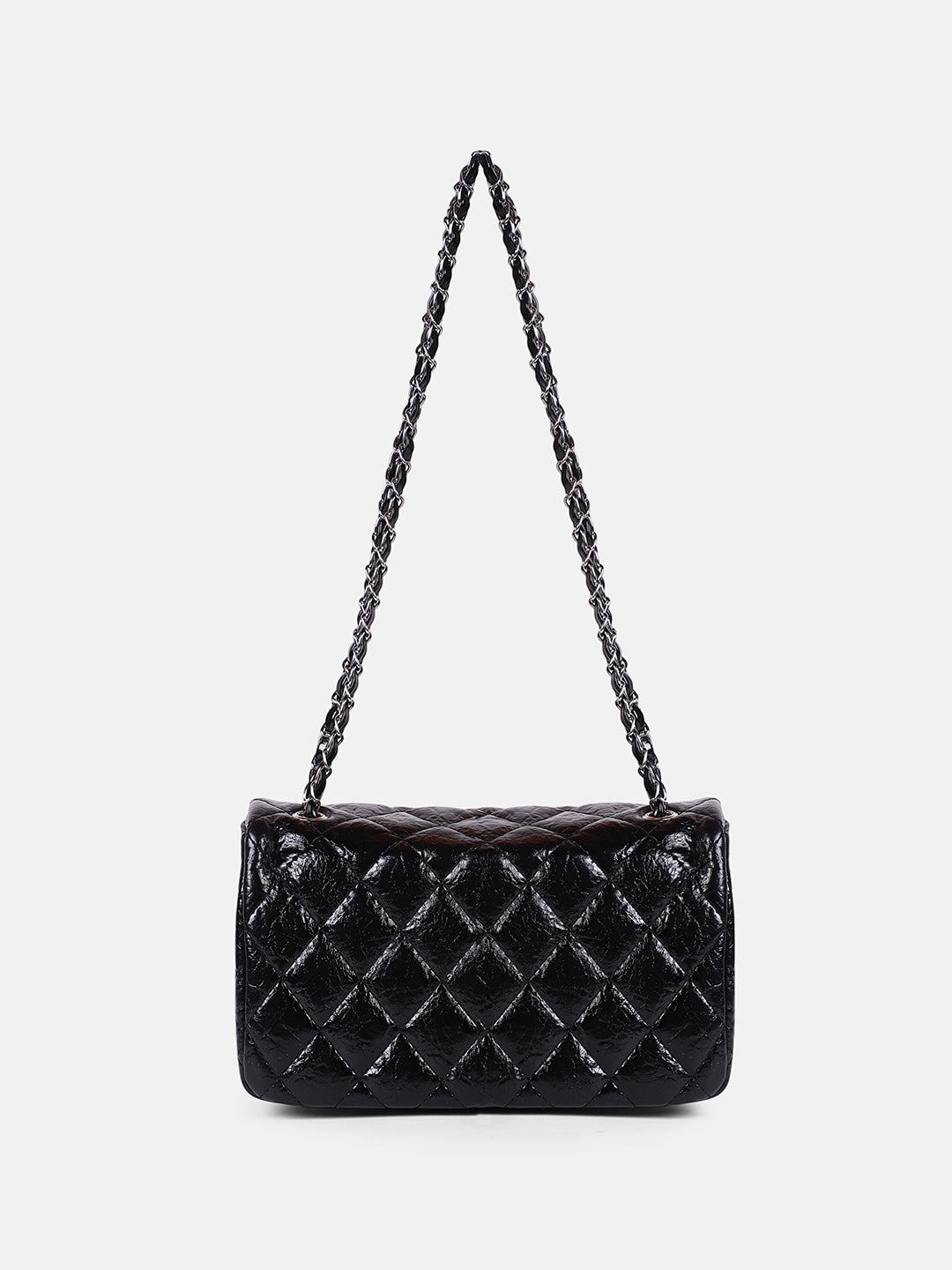 The Quilted-Chainlink Sling Bag - Onyx Black