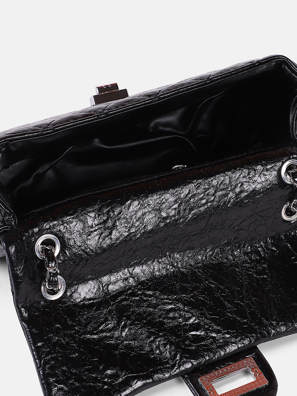 The Quilted-Chainlink Sling Bag - Onyx Black