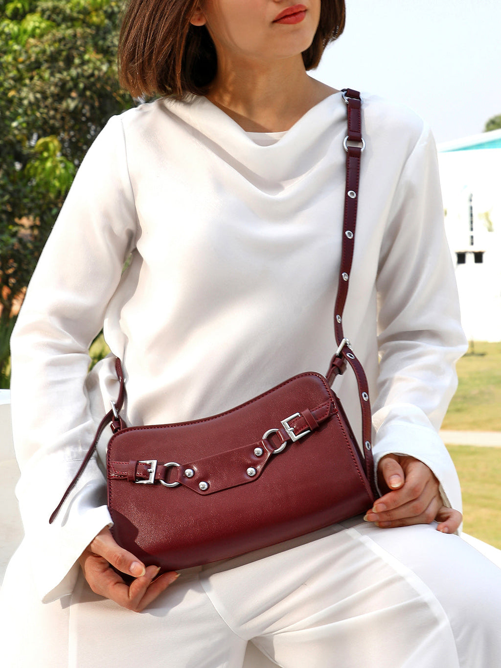 The Dallas Sling Bag - Cherry Red