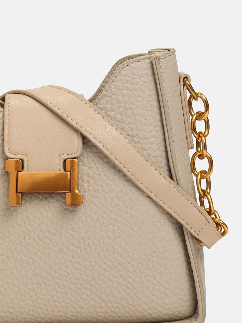 The Luxe Lock Hand Bag-Soft Beige
