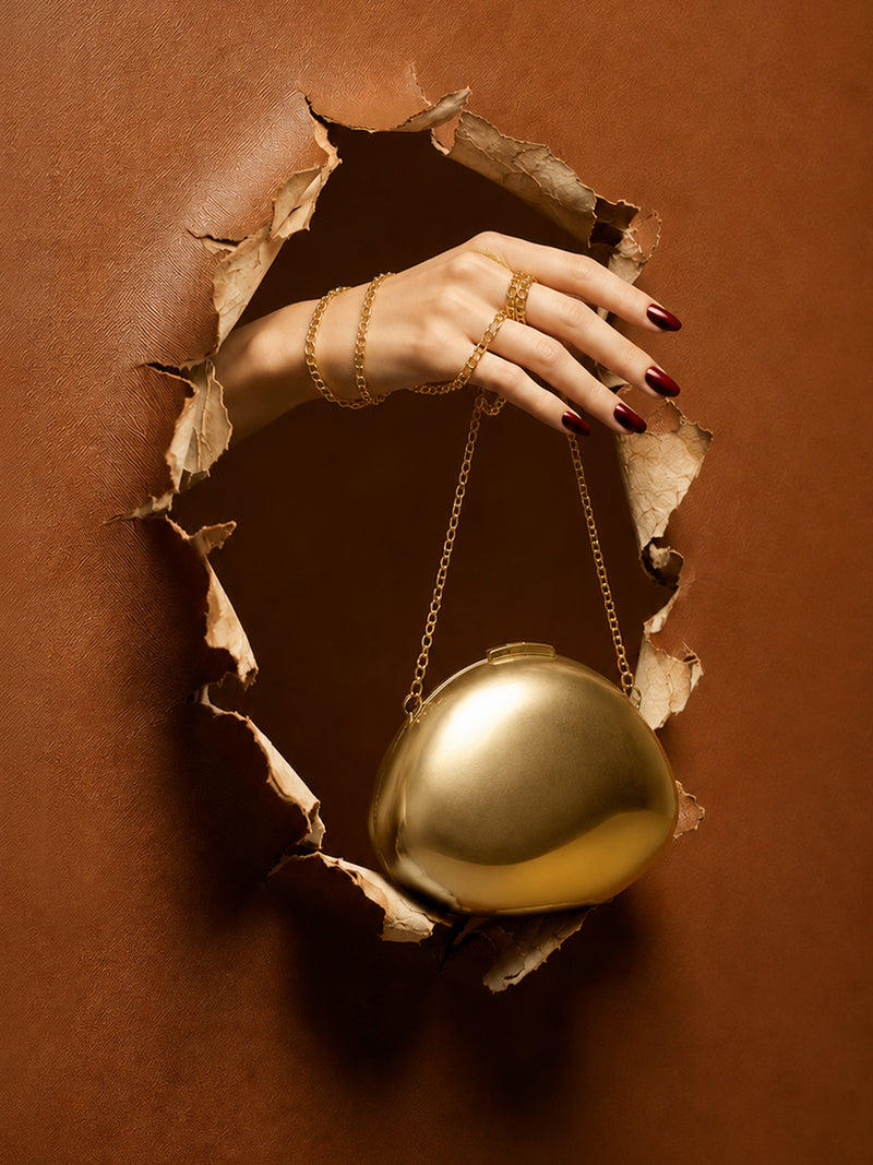 The Lunar Dome Evening Bag -Gold