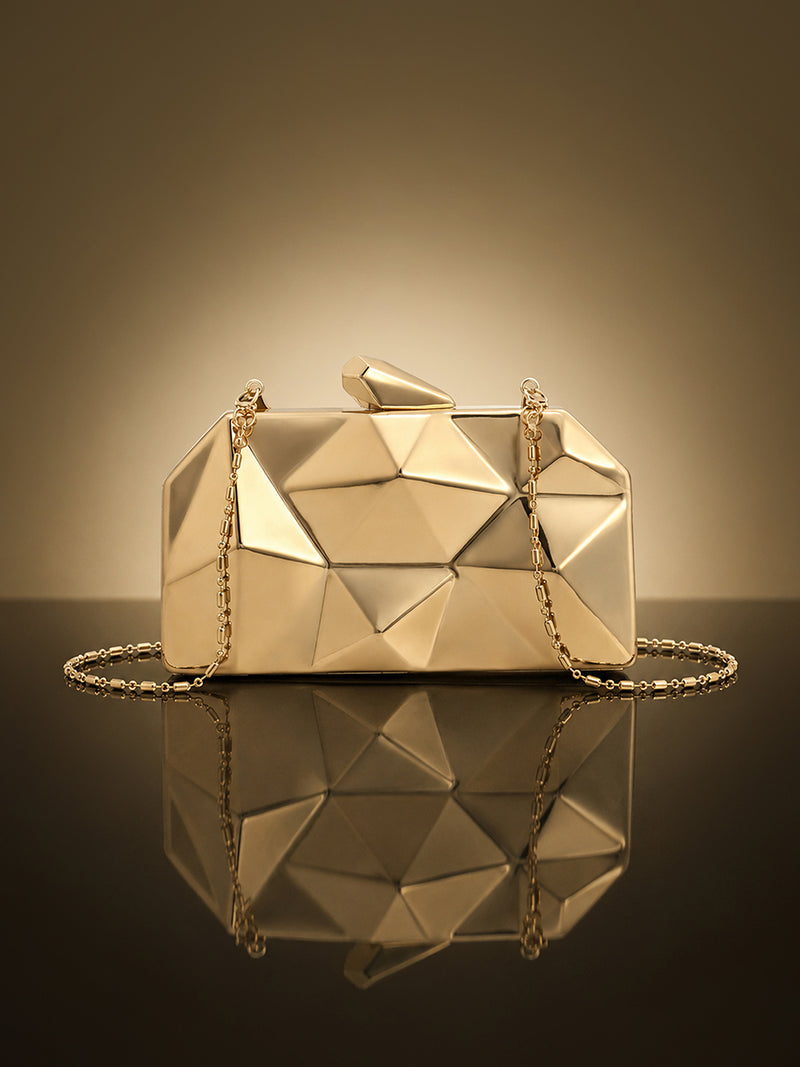 The Prism Luxe Evening Bag  Champagne-Gold