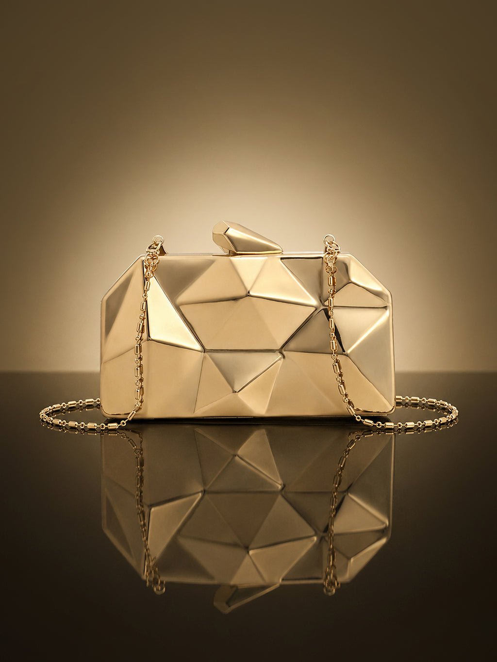 The Prism Luxe Evening Bag  Champagne-Gold