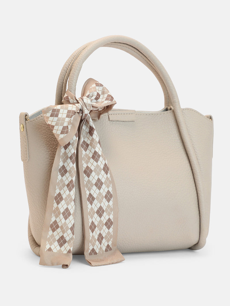 The Bow Accent Hand Bag-Cream Beige