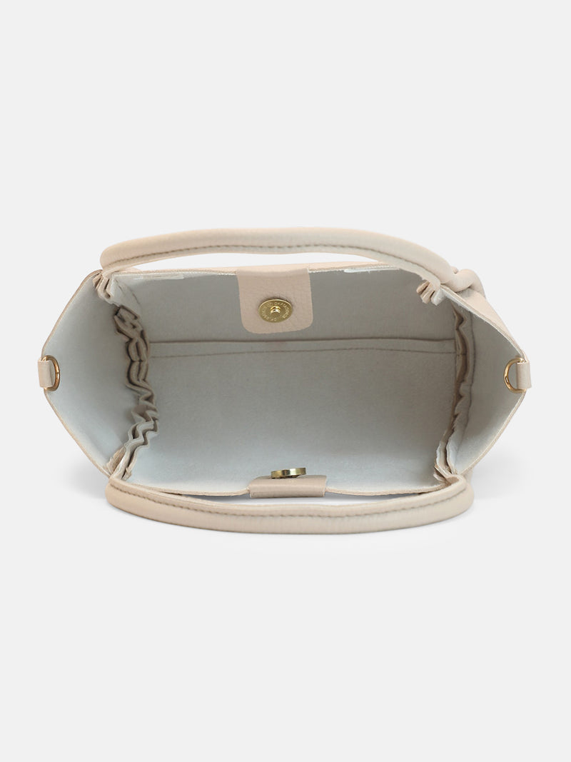 The Bow Accent Hand Bag-Cream Beige
