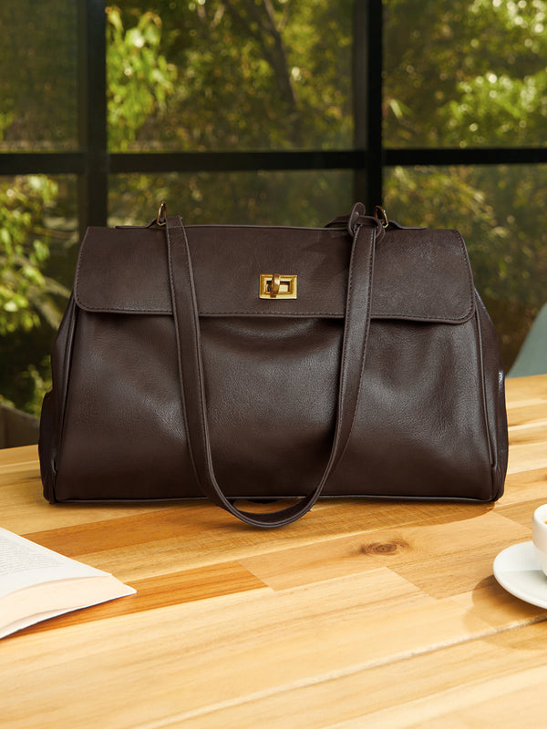 The Heritage Office Tote Bag-Chocolate Brown