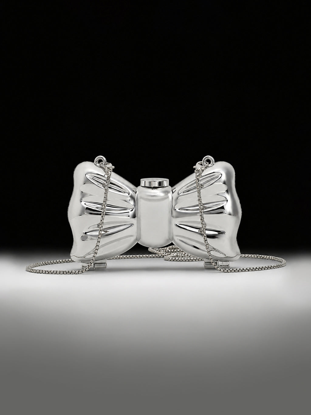 The Crystal Bow Evening Bag-Silver