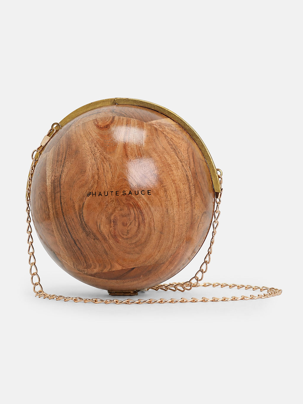 The Embellished Round Handbag-Brown