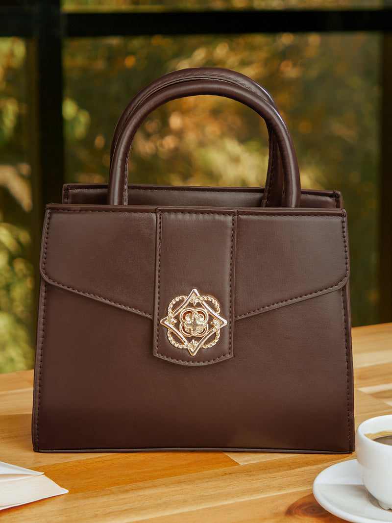 The Regal Structured Hand Bag-Dark Brown
